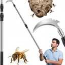 Gisafai Wasp Nest Removal Tool with Telescopic Stainless Steel Pole, Heavy Duty Iron Scraper, 118 Inch Extension for Bee Nest Cleaning, Outdoor Control Accessories