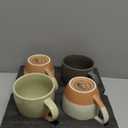 Mora Ceramic Large Latte Mug Set of 4, 16oz - Microwavable, Porcelain Coffee Cups With Big Handle - Modern, Boho, Unique Style For Any Kitchen. Microwave Safe Stoneware - Assorted Neutrals