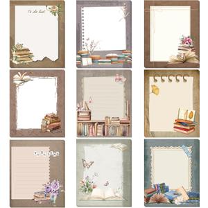Sabary 9 Pads Cute Sticky Notes Animal Sticky Note Pads 3.15 x 3.94 Inches Colored Adhesive Memo Reminder Decor for Journal School Office Gifts(Book Lover)