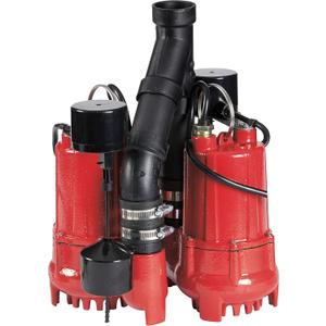 Red Lion RL-SC33DUP, 115V, 1/3 HP, 6000 GPH Dual Automatic Sump Pumps
10' Cords, For areas prone to flooding - twice as much power when you need it, Cast iron, Vertical float switches, 14942771