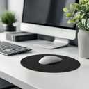 Mouse Pad，Round Mouse Pad，PU Mouse Pad，Leather Mouse Pad with Stitched Edge Micro-Fiber Base with Non-Slip Waterproof，Mouse Pad for Computers，Laptop，9 x 9 Inch (Black)