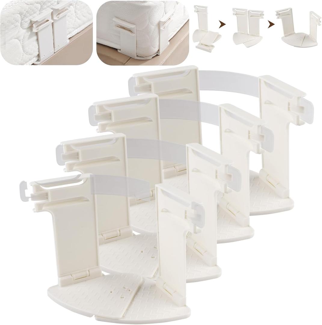 Dyale Bed Sheet Holders, Heavy Duty Straps for Fitted Sheets, Secure Fasteners for Twin Queen King Mattress Sizes (Ivory White)