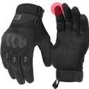 KEMIMOTO Tactical Gloves for Men, Touchscreen Motorcycle Gloves with Hard Shell & Palm Padding for Sports Motorcycle Cycling Tactical Airsoft Paintball Hunting Hiking Camping Climbing (Medium, Black, Microfiber Protection)