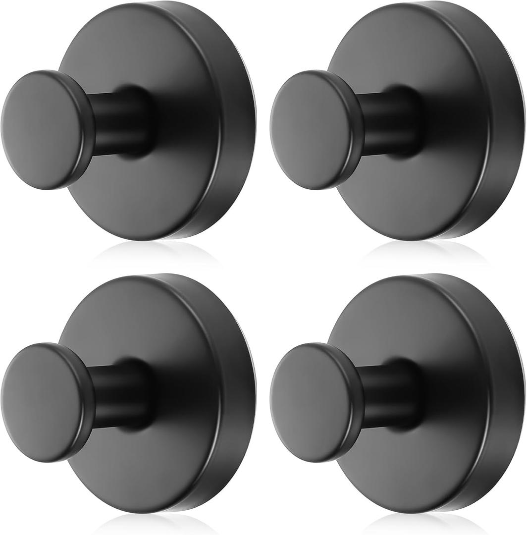Vacuum Suction Cup Hooks, 4 Pack Stainless Steel Suction Hook for Shower Bathroom Towel Hooks Shower Hooks Holders Hanging Towels, Loofah, Robe, Coat(Black)