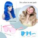 DIYI Long Colorful Wigs 6 Pack Wavy Party Wigs Curly Color Wigs for Women Bachelorette Party Decorations Supplies Favors Extra 6 Pack Neon Party Glasses Add (Blue, White, Green, Red, Purple, Pink)