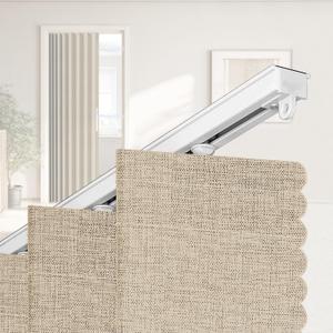 Accordian Door Curtain,Install Adhesive Track 100% Blackout Doorway Curtains,Suitable for Bedroom,Closet,Interior Room Divider,Beige 43" W78" L,1 Piece