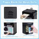 Refasy Piggy Bank Cash Coin Can ATM Bank Electronic Coin Money Bank for Kids Age 3-12, Money Savings Box Mini ATM Coin Bank Toys Gifts for 3 4 5 6 7 8 9 10 11 12 Year Old Boys Girls