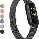 Vanjua for Fitbit Inspire 3 Bands Women Men, Stainless Steel Metal Mesh Loop Adjustable Magnetic Wristband Replacement Straps Compatible with Fitbit Inspire 3 Fitness Tracker (Black)