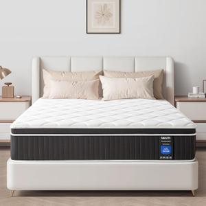 Queen Mattress 12 Inch, Upgrade Strengthen Queen Size Hybrid Mattresses in a Box Memory Foam Made of Individually Pocketed Springs for Support and Pressure Relief, Medium Firm