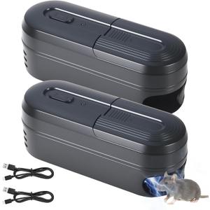 Upgraded Electric Mice Traps Mouse Trap Zapper, No-Touch Electric Rat Trap Shock Indoor for Home with High Voltage, Reusable Electronic Mouse Rodent Traps for Attic, Apartment, Garage(2Pack)