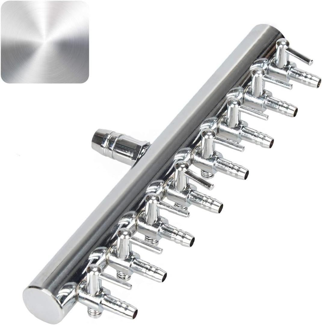 Pawfly 8-Way Aquarium Air Flow Control Lever Valve Chromium Copper Distributor Fish Tank Splitter Pump Accessories