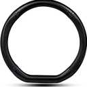 Car Carbon Fiber and Leather D-Shape Steering Wheel Cover, Stylish car Non-Slip Leather car Interior 15 inches Universal Black