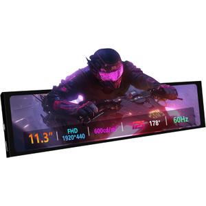 11.3 Inch Mini Monitor - FHD IPS1920x440 LCD Display, Computer Secondary Screen, CPU Temp Monitors with Casing for PC Case Aida64 CPU GPU Monitor - No AMD iGPU Support-Black