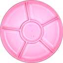 Plasticpro 6 Sectional Round Plastic Serving Tray/Platters Pink Pack of 2