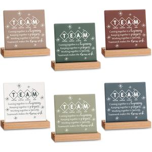Sieral 6 Packs Thank You Gifts for Coworkers Appreciation Gifts Inspirational Desk Decor Motivational Desk Signs Thank You Sign for Teacher Welcome Gift Housekeeping Week Employee(Team,Neutral Color)