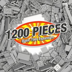 Classic Moc 9 Sizes Expansion Set - 1200 Flat Pieces, Compatible with Lego, Light Grey
