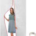 4 ft x 7 ft Plastic Zipper Door Dust Protector (Red Zippers) - Heavy-Duty Plastic Sheeting with Zipper Door Dust Protection - Easy to Install and Remove - Includes 3 cm x 10 m Gaffer Tape