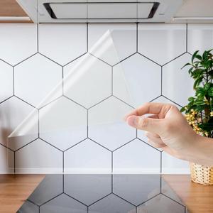 Shackcom Clear Contact Paper Roll Self-Adhesive Kitchen Backsplash Wall Protector 23.6in X 32.8ft - Used as Shelf Drawer Liner, Whiteboard, Wallpaper, Cat Dog Scratch Protector