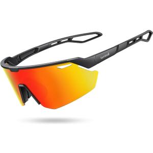 Lamicall Polarized Sports Sunglasses for Men Women, Ultralight [Adjustable Nose Pad] UV400 Protection Sun Glasses for Cycling Running Baseball Fishing Golf Beach Volleyball, Orange