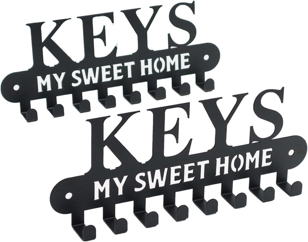 YAYANGATMG 2 Pack Key Holder Wall Mount for Wall with Install Screw, 8 Hooks Ready to Hang, Key Hanger Decor for Kitchen, Entryway, Hallway, Bedroom, Doorway