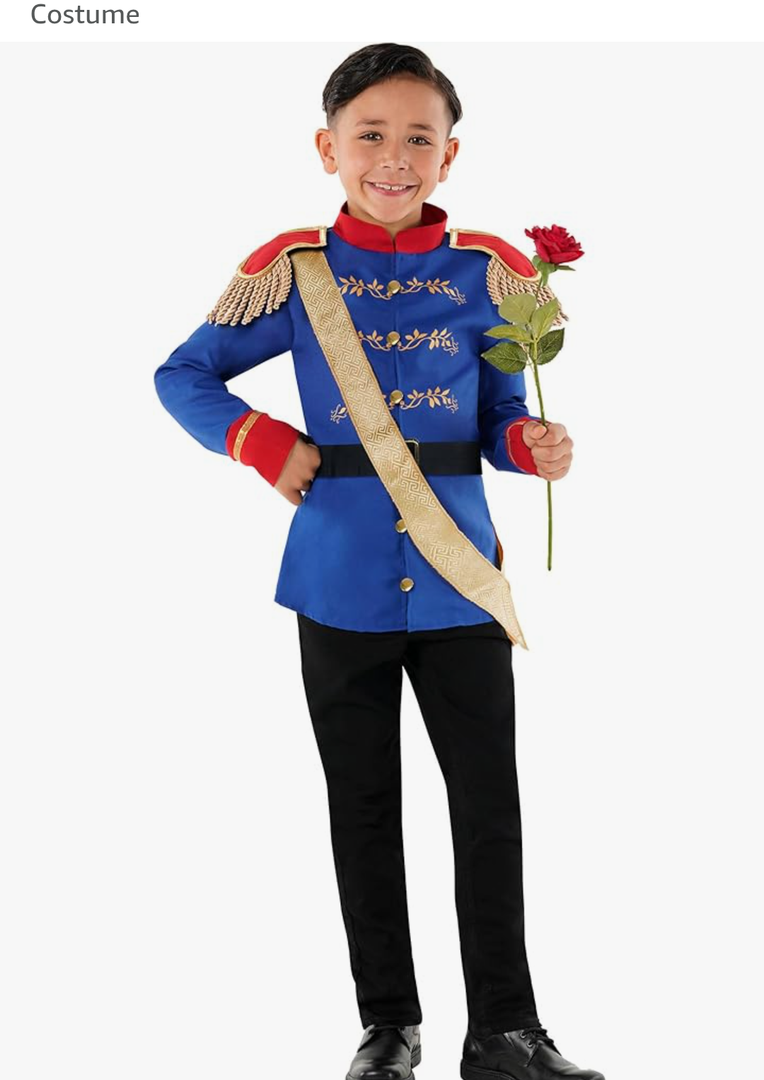 Morph Prince Costume For Boys, Prince Charming Character Outfit, Royal Dress Up for Kids Hallloween Costume ages 3-5 years