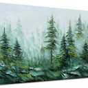 Alenoss Hand Painted Modern 3D Abstract Oil Painting 24x48 Inches Large Forest Landscape Textured Canvas Wall Art Green Artwork for Wall Decoration