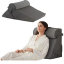 Bedluxe 3Pcs Orthopedic Bed Wedge Pillow Set, Foam Wedge Pillow Post Surgery for Back, Leg and Knee Support, Adjustable 9&12 Inch Folding Triangle Pillow for Sleeping, Acid Reflux, Snoring, Dark Grey