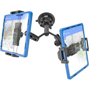 INSSKY DualHead Truck Windshield Tablet Mount, Metal Ball Head Adjustable 360° Rotation Dashboard Holder, Fit Thickness Case (Deep Max 1.18'') for iPad Pro/Air/Mini, Galaxy Tab, all 6.115.6" Devices