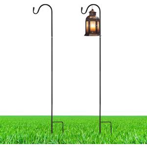 2 Pack 24 Inch Adjustable Shepherds Hook for Outdoor Metal Rust Resistant Steel Shepard Hooks for Bird Stand Feeder Pole, Weddings Decor, Garden Plant Basket, Outside Hanging Solar Lights