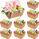 Pinkunn 48 Pcs Easter Basket for Gifts Empty DIY Bulk Party Gift Basket Kit with Handles Market Trays for Packages Wrapping Wedding Party Anniversary Display(Brown, White,Polka Dots)