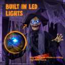 JOYIN Halloween Flying Witch Decor, Sound Activated Life-Size Halloween Decorations Outdoor Flying Witch with Broom, Glowing LED Eyes, Scary Haunted House Props for Garden Yard Lawn