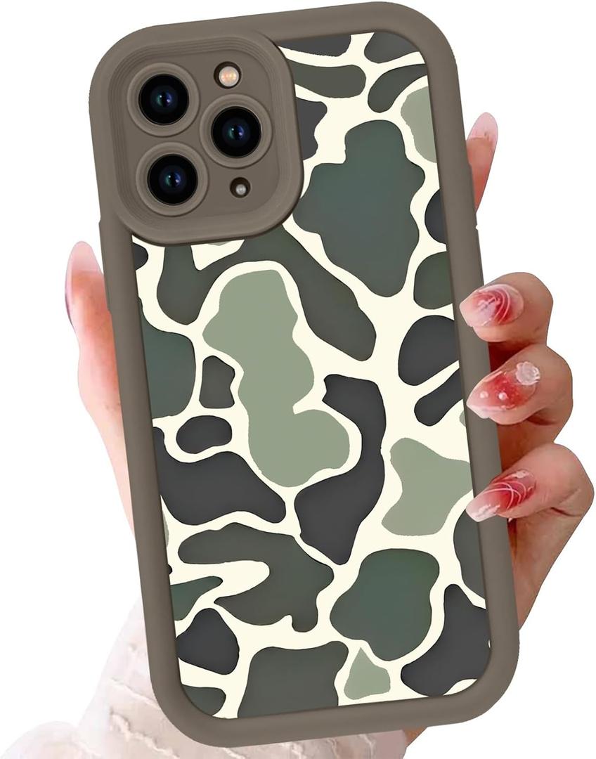 Camo Phone Case for iPhone 13 Pro Max 6.7",Cool Leopard Print Cases Unique Cheetah Tortoise Design Pattern for Men Boys Teens,Brown Soft Shockproof Lens Protection Cover for iPhone 13 Pro Max