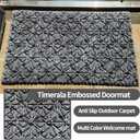 Embossed Doormat Anti Slip Outdoor Carpet, Multi Color Welcome mat, Size 43  73cm, PVC Bottom Surface (Green)