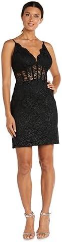 Mini Lace Corset Dress W/Scallop Bodice & Spaghetti Straps (9, Black)