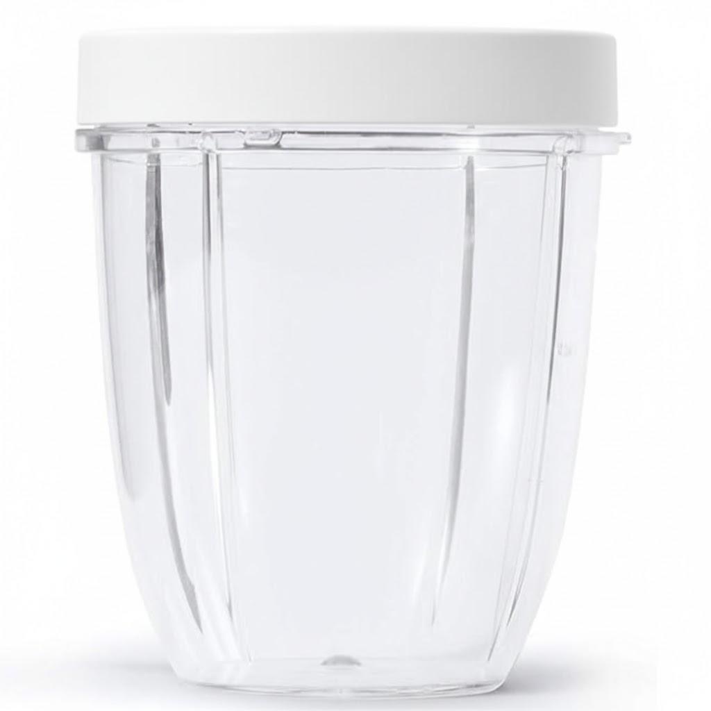 NutriBullet 18 Ounce Short Cup with Standard Lip Ring, Clear/White (NBM-U0269)