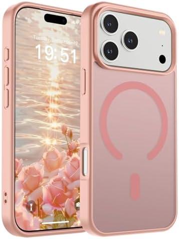 SUPFINE Magnetic for iPhone 17 Pro Case (Compatible with MagSafe)(Military Grade Drop Protection) Translucent Matte Shockproof with Anti-Fingerprint Phone Cover 2025,Pink