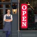 Led Open Sign for Business, 48"x12" Large Open Close Banner Sign for Business Window,Suitable for Bar Coffee Barber Shop Retail Store Storefront Glass Door Wall Decor