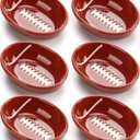 6 Pack Football Bowls Ceramic Football Shaped Dip Bowl 3.15 Inch Small Serving Tray Appetizer Serving Dishes for Tailgate Dinner Sport Event Chip and Dip Sports Game Birthday Party Decoration
