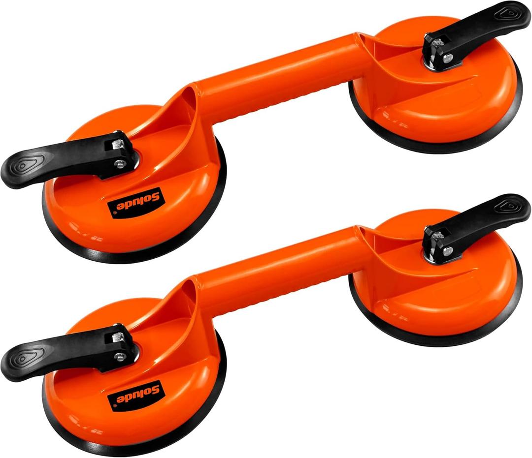 2 Pack Glass Suction Cups,Aluminium Heavy Duty Vacuum Handle Glass Holder for Lifting Large Glass/Window/Tiles/Mirror/Granite/Floor Gap Fixer/Windshield Removal & Install Tool