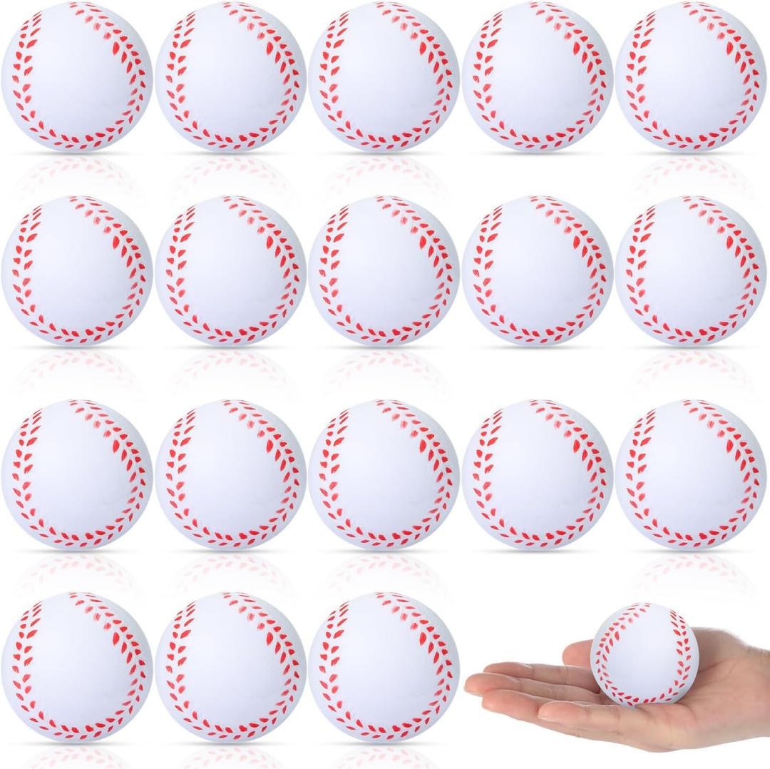 Blulu 30 Packs Baseball Stress Balls Party Favors Foam Mini Baseball Squeeze Balls for Kids, School Carnival Reward and Party Supplies (2.5 Inch, White)