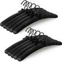 TOPIA HANGER Padded Hangers for Women Clothing,17-inch Satin Hangers 10 Pack Thick Foam Padded No Shoulder Bump for Sweaters, Coat, Blouses, Dresses-Black, CT18B-10