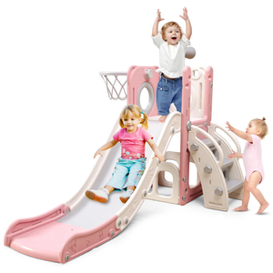 6 In 1 Toddler Playset With Slide,toddler Slide,slide For Kids With Basketball Hoop,ball,ring Toss,kids Slide Toddler Playground Toddler Slide Indoor Outdoor