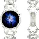 Mesime Bling Bands Compatible with Samsung Galaxy Watch 8/7 40mm 44mm, 20mm Stylish Replacement Strap Galaxy Watch 8/7 Band with Rhinestone Protective Case for Women (Starlight)