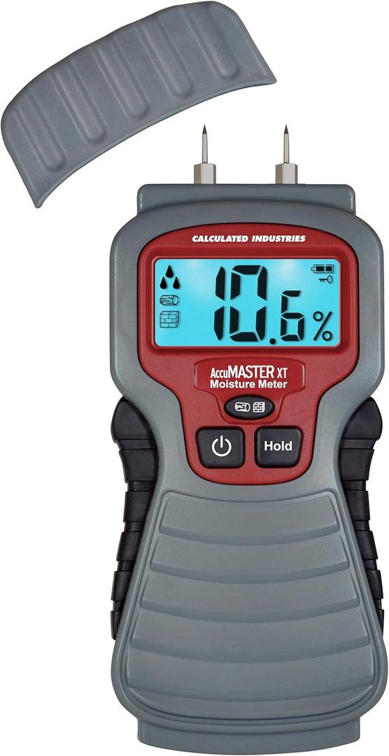 Calculated Industries 7440 AccuMASTER XT Digital Moisture Meter | Handheld |Pin Type | Backlit LCD Display | Detects Leaks, Damp and Moisture in Wood, Walls, Ceilings, Carpet and Firewood