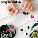 99-Piece Silicone Bead Set - 60 Black Beads in 3 Shapes, Alphabet & 5 Extra Vowels, 8 Cactus Beads in 4 Colors - Ideal for DIY Projects