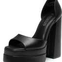 DREAM PAIRS High Heels Chunky Block Platform Heels for Women Ankle Strap Sexy Open Square Toe Heels Dressy Pumps Sandals (5.5, Black)