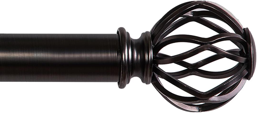 Curtain Rods for Windows 18 to 45 inch, 1 Inch Adjustable Curtain Rod, Heavy Duty Window Curtains Rod for Bedroom Living Room, Modern Decorative Drapery Rods Birdcage Finials (Cobalt Nickel)