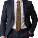 Dubulle Mens Tie Set Solid Paisley Silk Striped Necktie for Men with Cufflinks Tie and Pocket Square (A Black Brown Bronze)