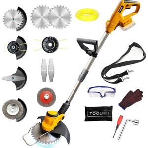 Electric Weed Wacker Cordless for Dewalt 20V Battery, 4 in 1 Weed Eater Battery Powered, 1300W Lightweight Cordless Weed Wacker, Brush Cutter for Lawn, Yard and Bush Trimming (No Battery) (Yellow)