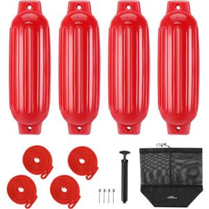 Affordura Boat Fender 4 Pack Boat Bumpers Fenders with 4 Ropes, Boat Bumpers for Pontoon Boat Fenders Inflatable